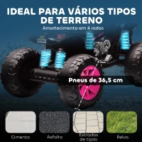 AIYAPLAY Quadricilo Elétrico para Crianças 24V com 2 Lugares 2 Motores Velocidade até 6,5 km/h Faróis Buzina Música e USB 109x68,5x76 cm Rosa(m-7)