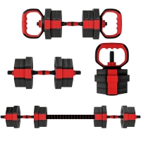 SPORTNOW Set de Mancuernas 4 en 1 Set de Mancuernas Barra Larga Ajustable 20 KG para Entrenamiento de Fuerza en Casa