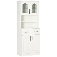 HOMCOM Kitchen Cupboard, Freestanding Storage Cabinet with 2 Adjustable Shelves, 2 Drawers and Open Counter for Living Room, Dining Room, 168cm, White(m-1)