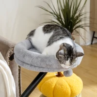 PawHut Lettino per Gatti da Scrivania, con Rotazione a 360°e Altezza Regolabile, Lavabile in Lavatrice, Capacità 6 kg, Grigio(m-5)