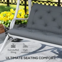 Outsunny 3 Seater Bench Pad, Garden Chair Cushion with Back and Ties for Indoor and Outdoor Use, 98 x 150 cm, Dark Grey(m-5)