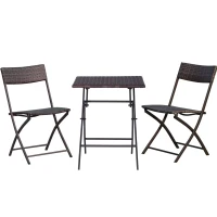 Outsunny Polyrattan Bistroset für 2 Personen Sitzgruppe Rattan Gartenmöbel Set Garnitur Braun(m-11)