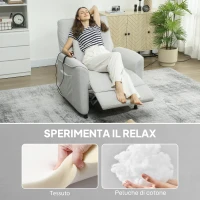 HOMCOM Poltrona Reclinabile con Riscaldamento, 8 Punti Massaggio e 5 Modalità, Tessuto Ciniglia, Grigio Chiaro(m-8)