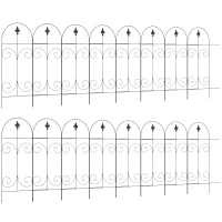 Outsunny Decorative Garden Fencing, 16PCs 44in x 25ft Outdoor Picket Fence Panels, Rustproof Metal Wire Landscape Flower Bed Border Edging, Black(m-1)