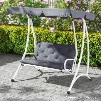 Outsunny Almofada para Banco com Encosto 100x98x8cm Almofada de Banco de 2 Lugares com 6 Cordões de Fixação para Jardim Terraço Balcão Exterior Cinza(m-8)