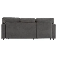 L-Shaped Corner Sofa Bed with Extendable Bed Box, Oxford Fabric Daybed with Integrated Shelf and USB Port, 214L x 131W x 87H cm, Dark Gray(m-15)