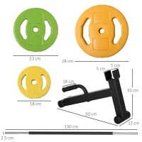 HOMCOM 20kg Adjustable Barbell Weights Set with Barbell Jack, Adjustable Weights Set with Non-slip Handle and Fixing Clip, for Home Gym Strength Training(m-3)