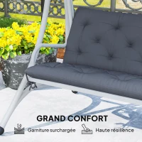 Outsunny Almofada para Banco com Encosto 100x98x8cm Almofada de Banco de 2 Lugares com 6 Cordões de Fixação para Jardim Terraço Balcão Exterior Cinza(m-5)