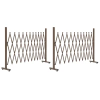 Outsunny Set of 2 Expanding Garden Fencc, Aluminium Freestanding Foldable Picket Fence, 300cmx103.5 cm, Dark Brown(m-1)