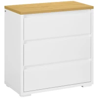 HOMCOM Commode avec 3 Tiroirs Commode Chambre sans Poignées Coiffeuse pour Salon Bureau Style Moderne 70x37x75 cm Blanc(m-7)