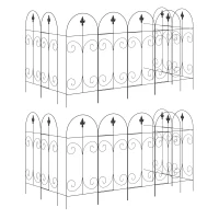 Outsunny Decorative Garden Fencing, 16PCs 44in x 25ft Outdoor Picket Fence Panels, Rustproof Metal Wire Landscape Flower Bed Border Edging, Black(m-11)
