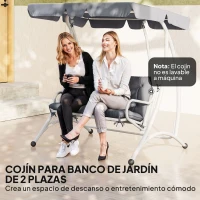 Outsunny Cojín para Banco con Respaldo 100x98x8 cm Colchón de Banco de 2 Plazas con 6 Cordones de Fijación para Jardín Terraza Balcón Exterior Gris(m-7)