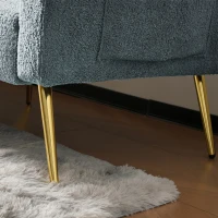 Convertible Sofa Bed with Adjustable Backrest, Sherpa Fabric and Gold Legs, Sleeper Sofa for Compact Rooms, 176L x 64W x 75H cm, Blue(m-7)