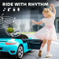 AIYAPLAY Kids Electric Car, 12V Licensed RUF GT Ride on Car with Suspension, Remote Control, Music, for 3-5 Years, Blue(m-7)