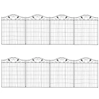 Outsunny Set of 2 Decorative Garden Fence, 8 Panels Metal Picket Fence, Versatile Shapes for Patio Lawn, 365cm x 112cm, Black(m-11)