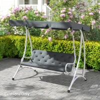 Outsunny 3 Seater Bench Pad, Garden Chair Cushion with Back and Ties for Indoor and Outdoor Use, 98 x 150 cm, Dark Grey(m-8)