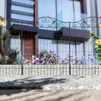 Outsunny Set of 2 Decorative Garden Fence, 8 Panels Metal Picket Fence, Versatile Shapes for Patio Lawn, 365cm x 112cm, Black(m-2)