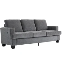HOMCOM 3 Seater Sofa with USB Ports & Cup Holders - Grey(m-11)