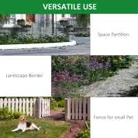 Outsunny Set of 2 Decorative Garden Fence, 8 Panels Metal Picket Fence, Versatile Shapes for Patio Lawn, 365cm x 112cm, Black(m-6)