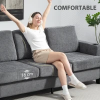 HOMCOM 3 Seater Sofa with USB Ports & Cup Holders - Grey(m-7)