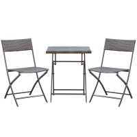 Outsunny Polyrattan Bistroset für 2 Personen Sitzgruppe Rattan Gartenmöbel Set Garnitur Schwarz