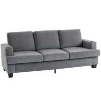 HOMCOM 3 Seater Sofa with USB Ports & Cup Holders - Grey(m-1)