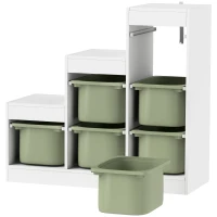 AIYAPLAY Mobile portaoggetti per giocattoli per bambini con 6 cassetti rimovibili, su 3 livelli, 96 x 38,5 x 90, verde(m-6)