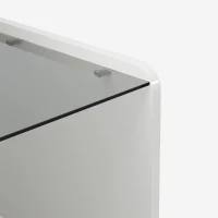 High-Gloss Coffee Table with Adjustable Height and LED Lighting, Tea Table with Tempered Glass Top for Living Room, 100L x 50W x 33H cm, White(m-8)