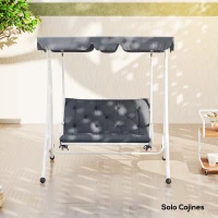 Outsunny Cojín para Banco con Respaldo 100x98x8 cm Colchón de Banco de 2 Plazas con 6 Cordones de Fijación para Jardín Terraza Balcón Exterior Gris(m-9)