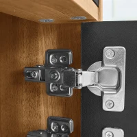 Elegant TV Cabinet with 4 Doors, Striped Design and Wooden Legs, Media Cabinet for Modern Homes, 170L x 38W x 47H cm, Black+Natural(m-6)