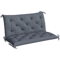 Outsunny Almofada para Banco com Encosto 100x98x8cm Almofada de Banco de 2 Lugares com 6 Cordões de Fixação para Jardim Terraço Balcão Exterior Cinza(m-10)