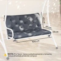 Outsunny Almofada para Banco com Encosto 100x98x8cm Almofada de Banco de 2 Lugares com 6 Cordões de Fixação para Jardim Terraço Balcão Exterior Cinza(m-3)