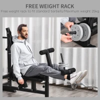 HOMCOM Weight Bench with Adjustable Barbell Rack, Leg Extension, Preacher Curl Pad and 20kg Barbell Set(m-6)