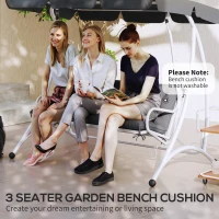 Outsunny 3 Seater Bench Cushion - Garden Chair Cushion with Back and Ties, Suitable for Indoor and Outdoor Use, 150 x 98 cm, Dark Grey(m-7)
