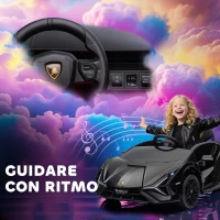 HOMCOM Macchina Elettrica per Bambini 3-5 Anni Lamborghini 12V con Telecomando e Velocità 3-5km/h, Nero(m-7)