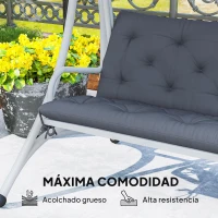 Outsunny Cojín para Banco con Respaldo 100x98x8 cm Colchón de Banco de 2 Plazas con 6 Cordones de Fijación para Jardín Terraza Balcón Exterior Gris(m-5)