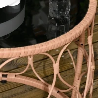 Outsunny 2er-Set Gartentische Outdoor-Beistelltische, Boho-Stil, Indoor. Outdoor, 55 cm x 55 cm x 51 cm, Schwarz + Natur(m-8)