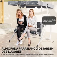 Outsunny Almofada para Banco com Encosto 100x98x8cm Almofada de Banco de 2 Lugares com 6 Cordões de Fixação para Jardim Terraço Balcão Exterior Cinza(m-7)