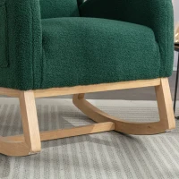 Sedia a dondolo moderna rivestita in tessuto Teddy con design ergonomico a schienale alto, per soggiorno e camera da letto, 71x96.5x101 cm, Verde(m-9)