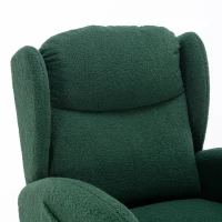 Sedia a dondolo moderna rivestita in tessuto Teddy con design ergonomico a schienale alto, per soggiorno e camera da letto, 71x96.5x101 cm, Verde(m-7)
