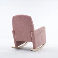 Sedia a dondolo con poggiapiedi e schienale alto, in tessuto Teddy, 67x96-127x96 cm, Rosa(m-10)