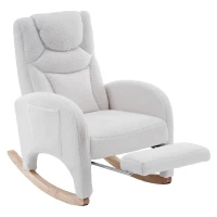 Silla Mecedora Sillón Relax con Reposabrazos Acolchado y Ergonómico para Sala de Estar y Dormitorio 66x96-125,5x99 cm Blanco(m-1)