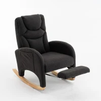 Poltrona relax a dondolo con braccioli, struttura imbottita ed ergonomica, 66x96-125.5x99 cm, Grigo Scuro(m-11)