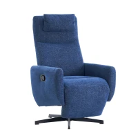 Fauteuil relax confortable avec fonction d'inclinaison, avec socle pivotant et dossier réglable, 67x80,5x110 cm, Bleu(m-2)