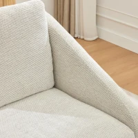 Fauteuil au style moderne pour salon, avec accoudoirs en bois et coussin de dossier, tissu chenille, 73,5x73,5x73,5 cm, Beige(m-8)