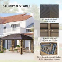 Outsunny 3 x 4m Hardtop Gazebo Canopy with Metal Roof, Aluminium Gazebo Permanent Pavilion with Netting and Curtains, Brown(m-5)