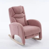 Silla Mecedora Sillón Relax con Reposabrazos Acolchado y Ergonómico para Sala de Estar y Dormitorio 66x96-125,5x99 cm Rosa(m-12)