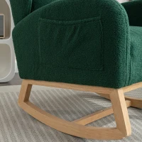 Sedia a dondolo moderna rivestita in tessuto Teddy con design ergonomico a schienale alto, per soggiorno e camera da letto, 71x96.5x101 cm, Verde(m-8)