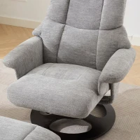 Poltrona relax girevole con funzione massaggiante e riscaldante, schienale e poggiapiedi regolabili, in chenille, 81x83.5x111 cm, Grigio(m-10)