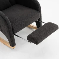 Poltrona relax a dondolo con braccioli, struttura imbottita ed ergonomica, 66x96-125.5x99 cm, Grigo Scuro(m-9)